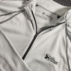Columbia 1/4 Zip Golf Omni Heat Long-Sleeved Men's Large Trillium Logo White